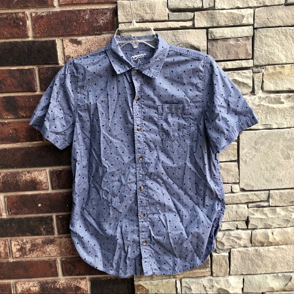 Arizona Blue Polka Dot Button Shirt Boys 18/20 XL